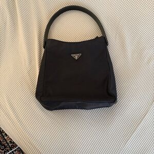 Prada Black Nylon Logo Shoulder Bag
